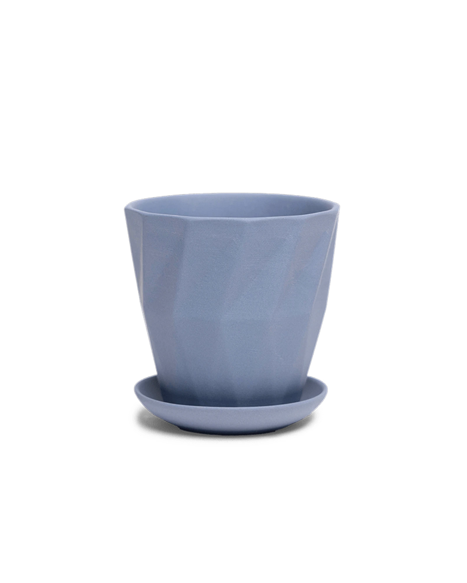 Chive Virago G medium blue grey porcelain pot with drainage hole and detachable saucer.
