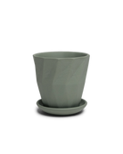 Chive Virago G medium olive porcelain pot with drainage hole and detachable saucer.