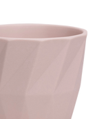 Close-up of the Chive Virago F small soft pink porcelain pot showing the color and diamond-shaped textured finish.