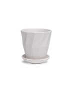 Chive Virago G medium white porcelain pot with drainage hole and detachable saucer.