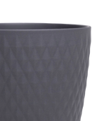 Close-up of the Chive Virago H medium black porcelain pot showing the color and diamond-shaped textured finish.