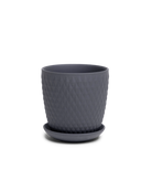 Chive Virago H small black porcelain pot with drainage hole and detachable saucer.