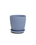 Chive Virago H small blue grey porcelain pot with drainage hole and detachable saucer.