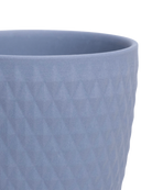 Close-up of the Chive Virago H small blue grey porcelain pot showing the color and diamond-shaped textured finish.