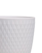 Close-up of the Chive Virago H small white porcelain pot showing the color and diamond-shaped textured finish.