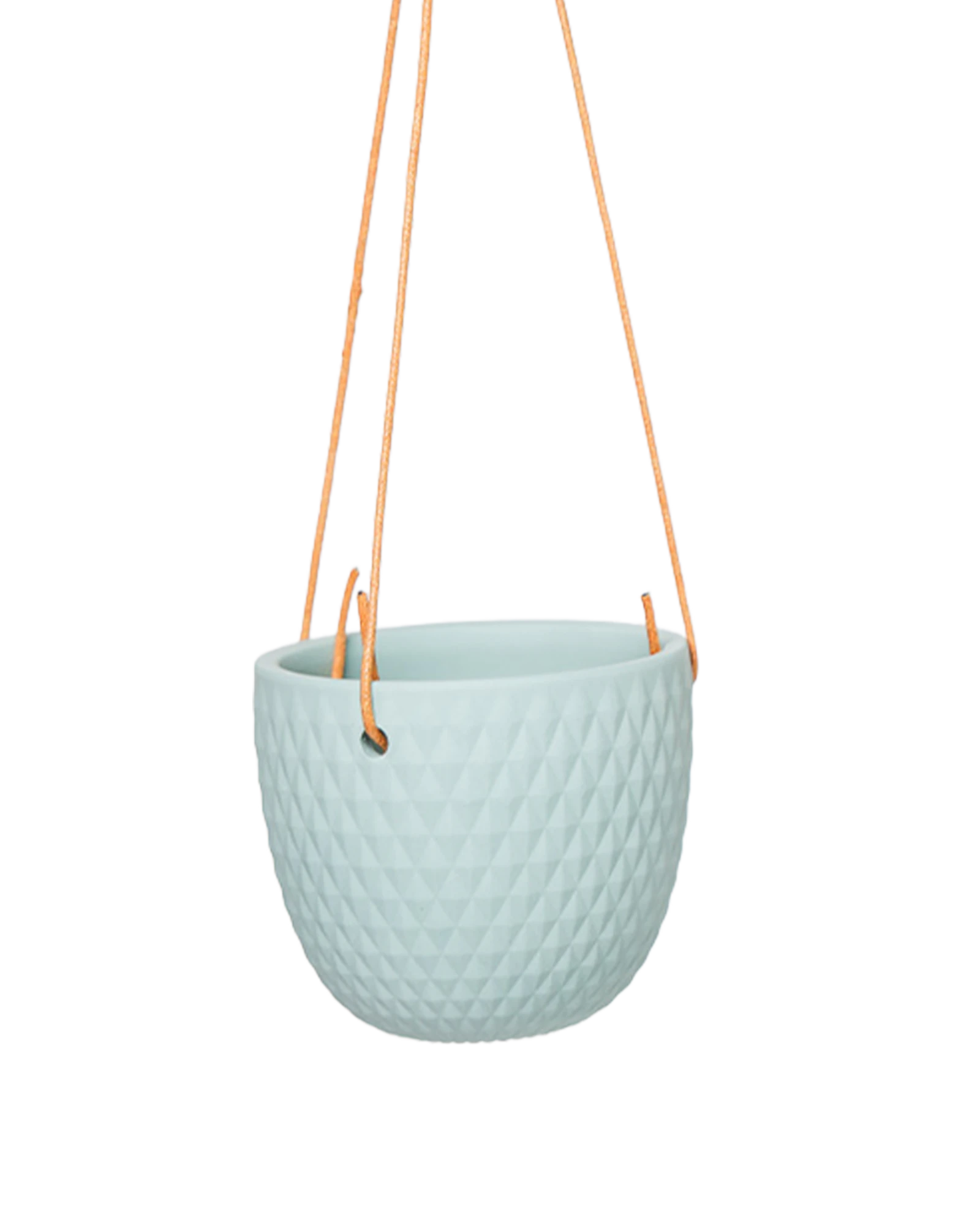 Chive Virago B peacock green ceramic  hanging planter with no drainage.
