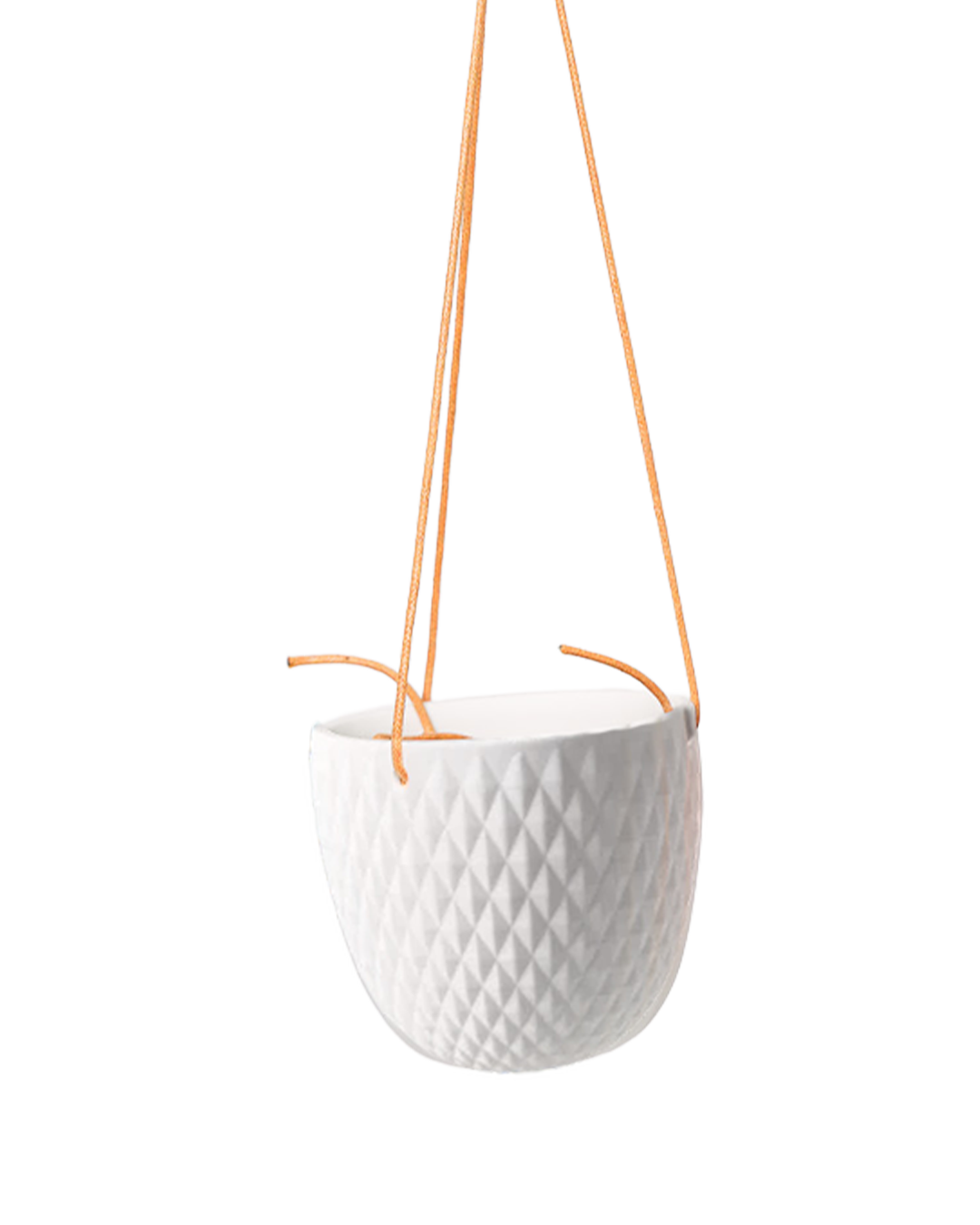 Chive Virago B white ceramic hanging planter with no drainage.
