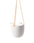 Chive Virago B white ceramic hanging planter with no drainage.