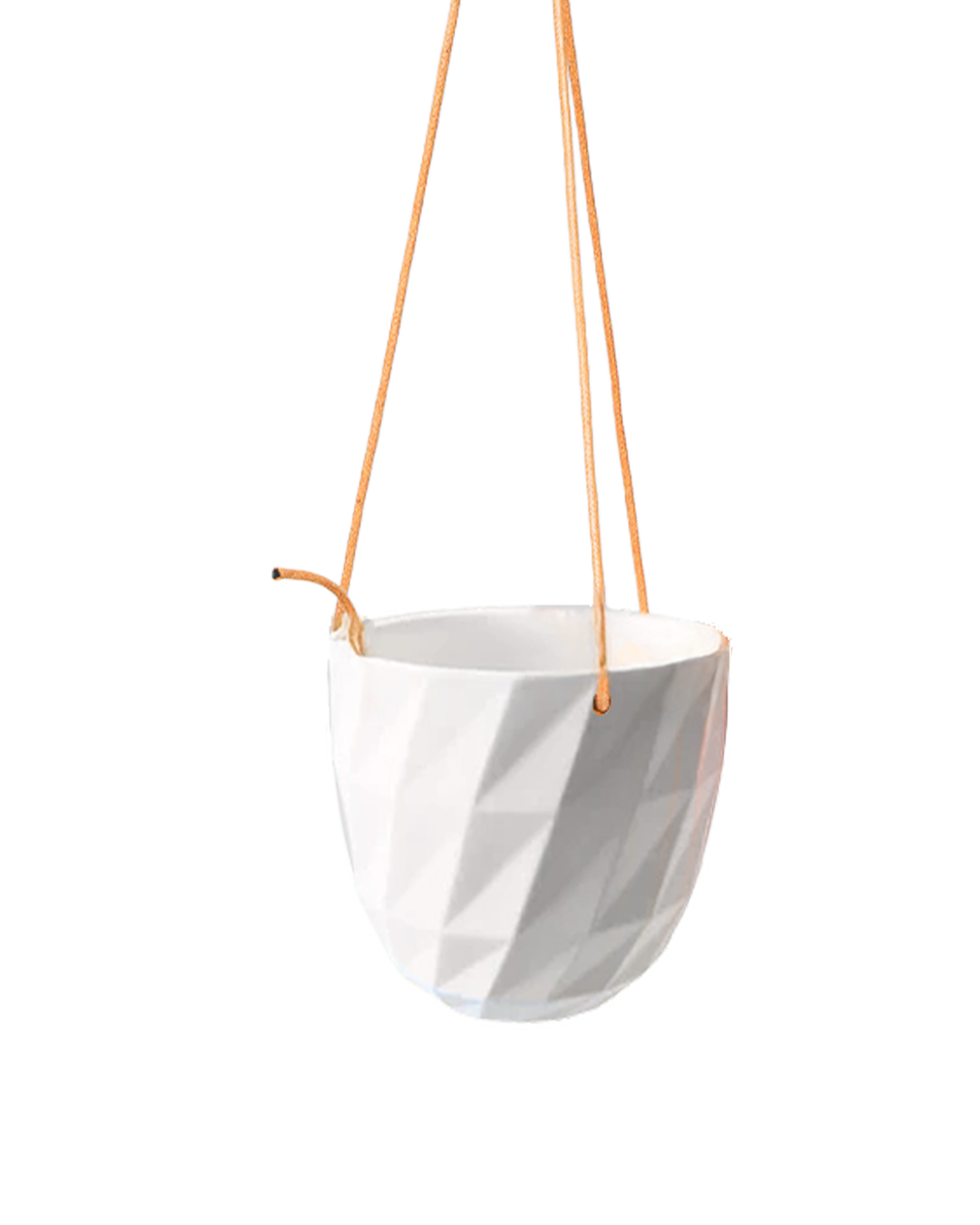 Chive Virago E white ceramic hanging planter with no drainage.