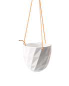 Chive Virago E white ceramic hanging planter with no drainage.