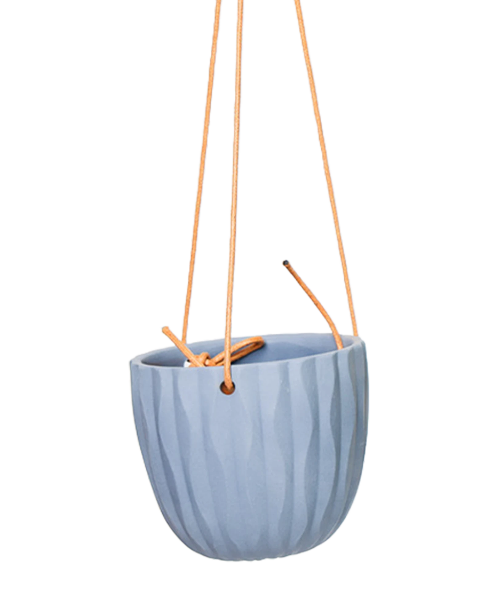 Chive Virago G blue grey ceramic hanging planter with no drainage.