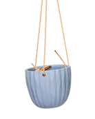 Chive Virago G blue grey ceramic hanging planter with no drainage.