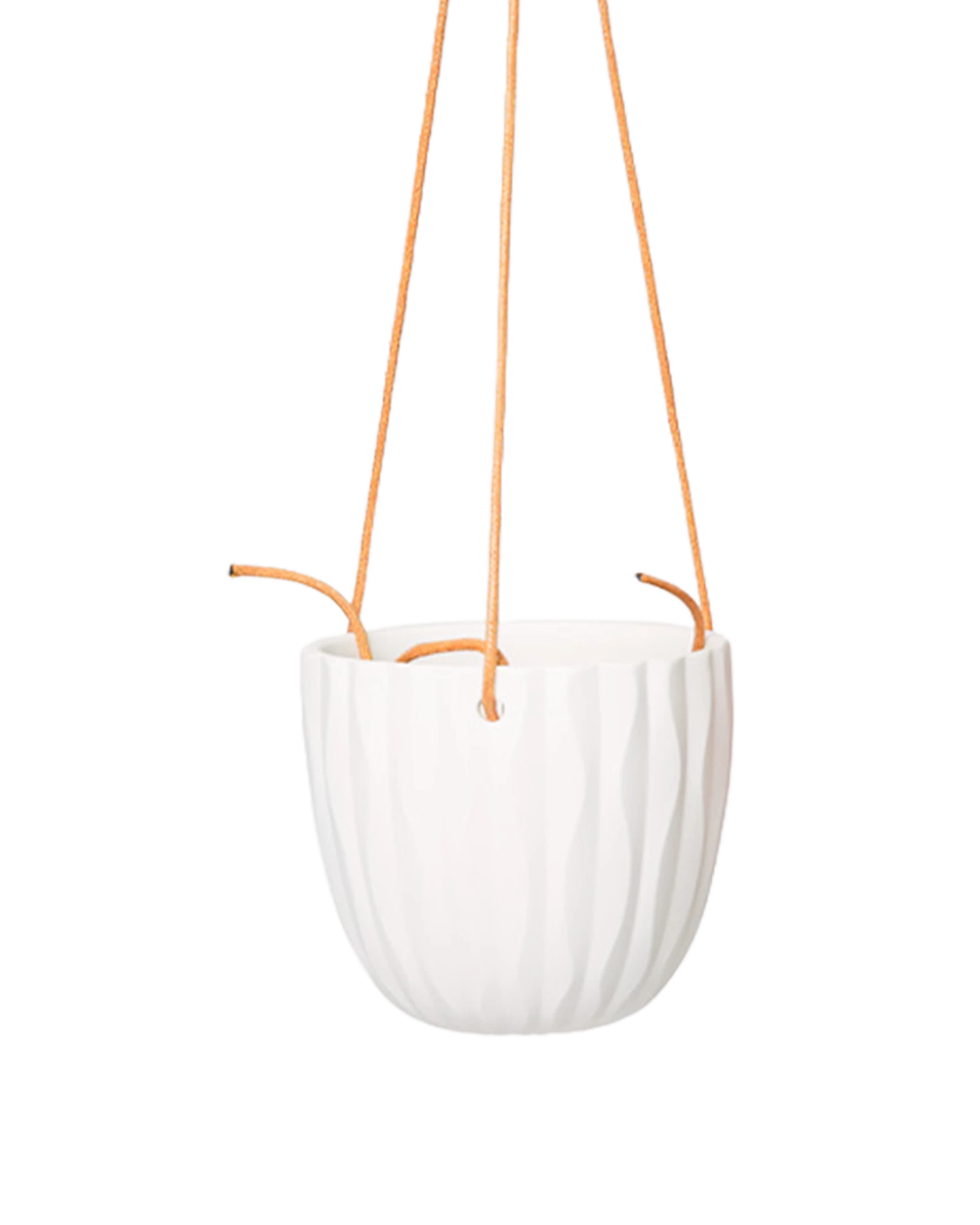 Chive Virago G white ceramic hanging planter with no drainage.