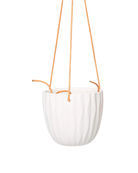Chive Virago G white ceramic hanging planter with no drainage.