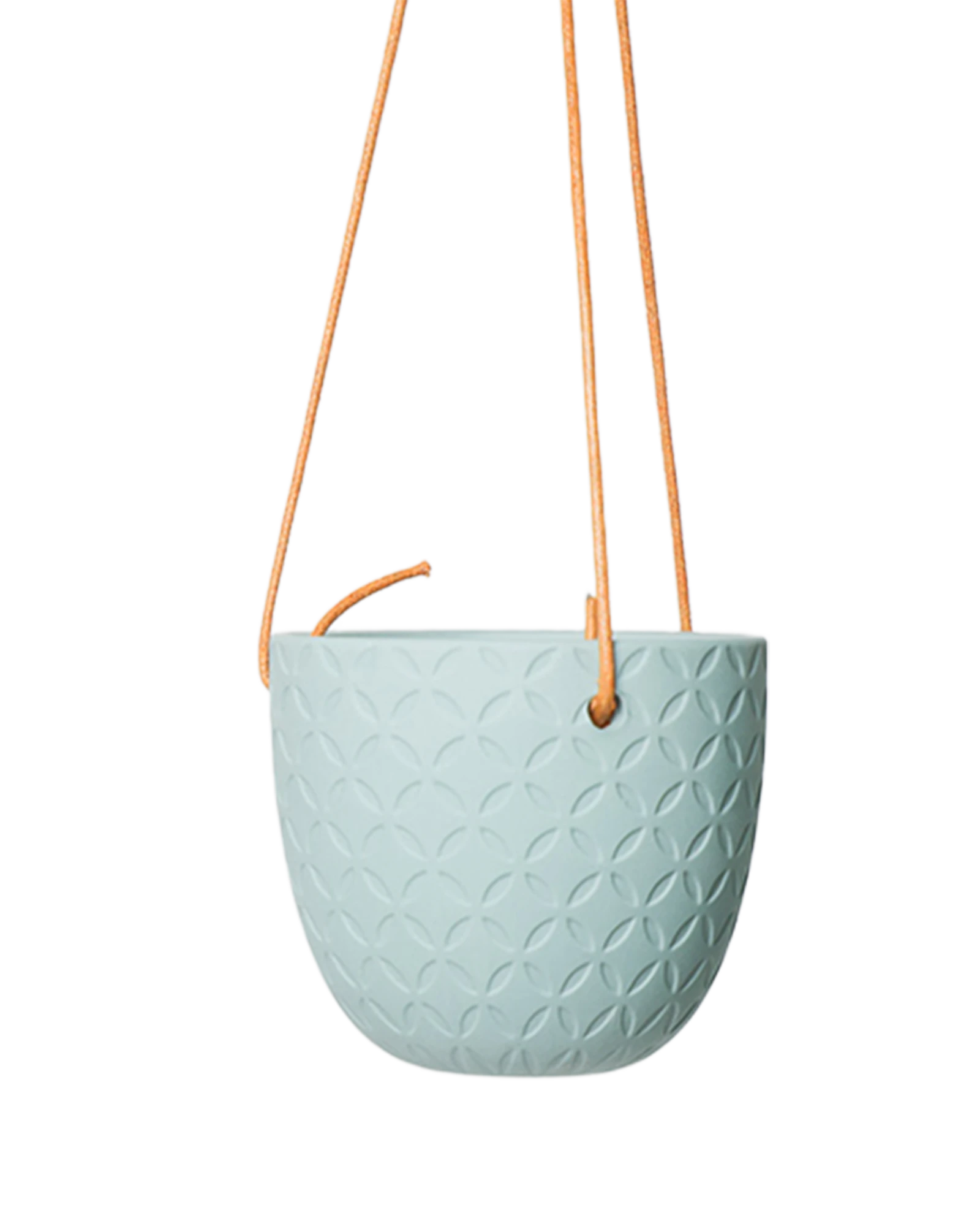 Chive Virago H peacock green ceramic  hanging planter with no drainage.
