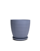 Chive Virago I large blue grey porcelain pot with drainage hole and detachable saucer.