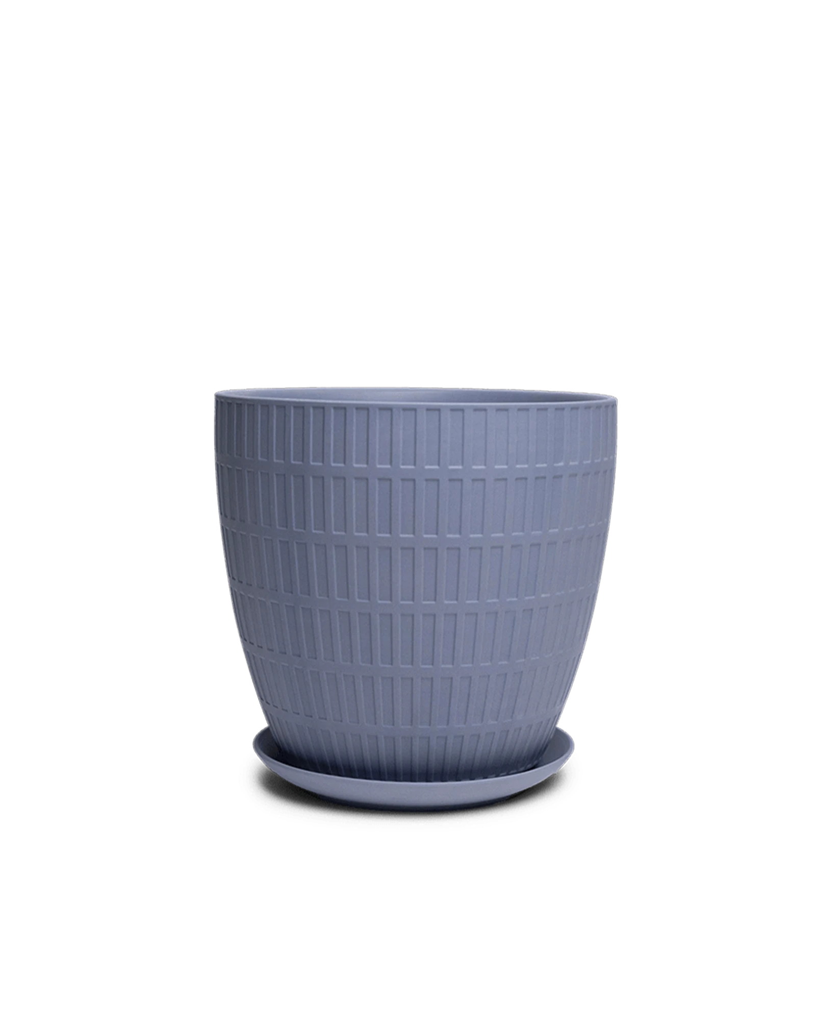 Chive Virago I large blue grey porcelain pot with drainage hole and detachable saucer.