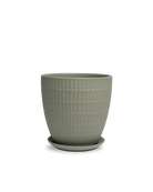 Chive Virago I large olive porcelain pot with drainage hole and detachable saucer.