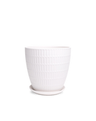 Chive Virago I large white textured porcelain pot with drainage hole and detachable saucer.