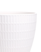 Close-up of the Chive Virago I large white porcelain pot showing the textured finish.
