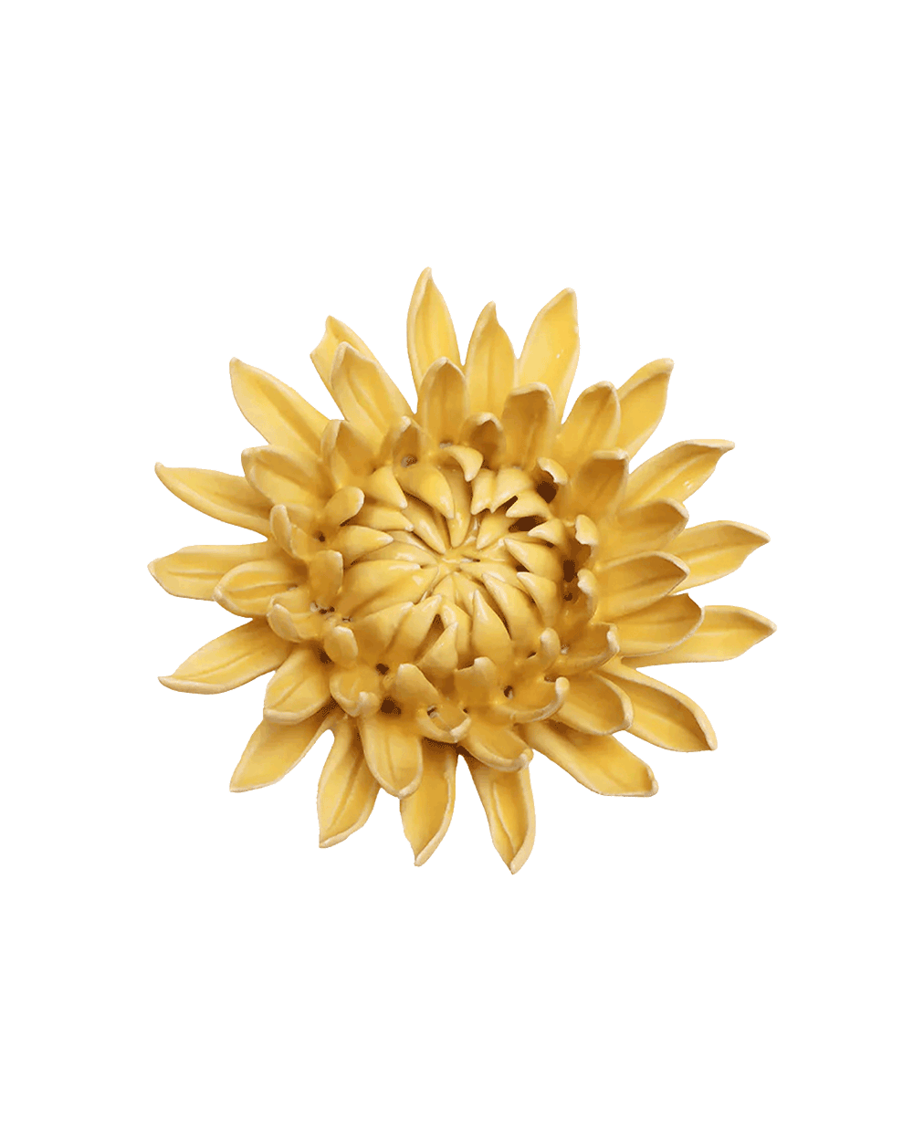 Buttercup Yellow Chrysanthemum ceramic wall flower — English Garden Collection — Chive Ceramics Studio