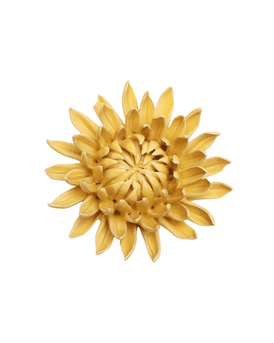 Buttercup Yellow Chrysanthemum ceramic wall flower — English Garden Collection — Chive Ceramics Studio