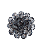 A single flower-shaped decorative object with layered petal-like segments, shown on a plain white background. The item appears metallic with a dark gunmetal/black base and silver-gray highlights along the edges.