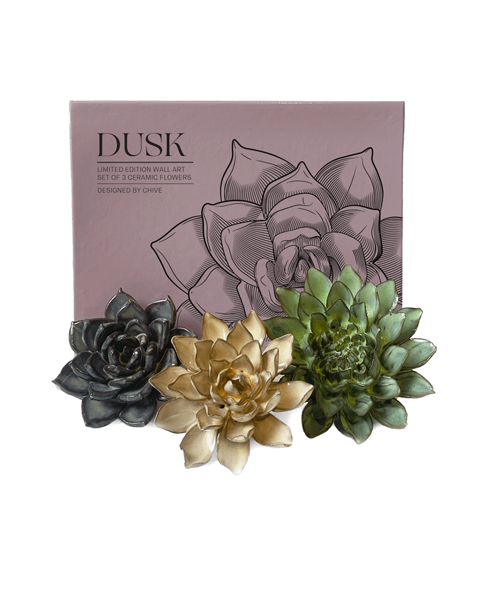 Dusk - Ceramic Flower Wall Art Box Set - handmade by Chive Studio Toronto