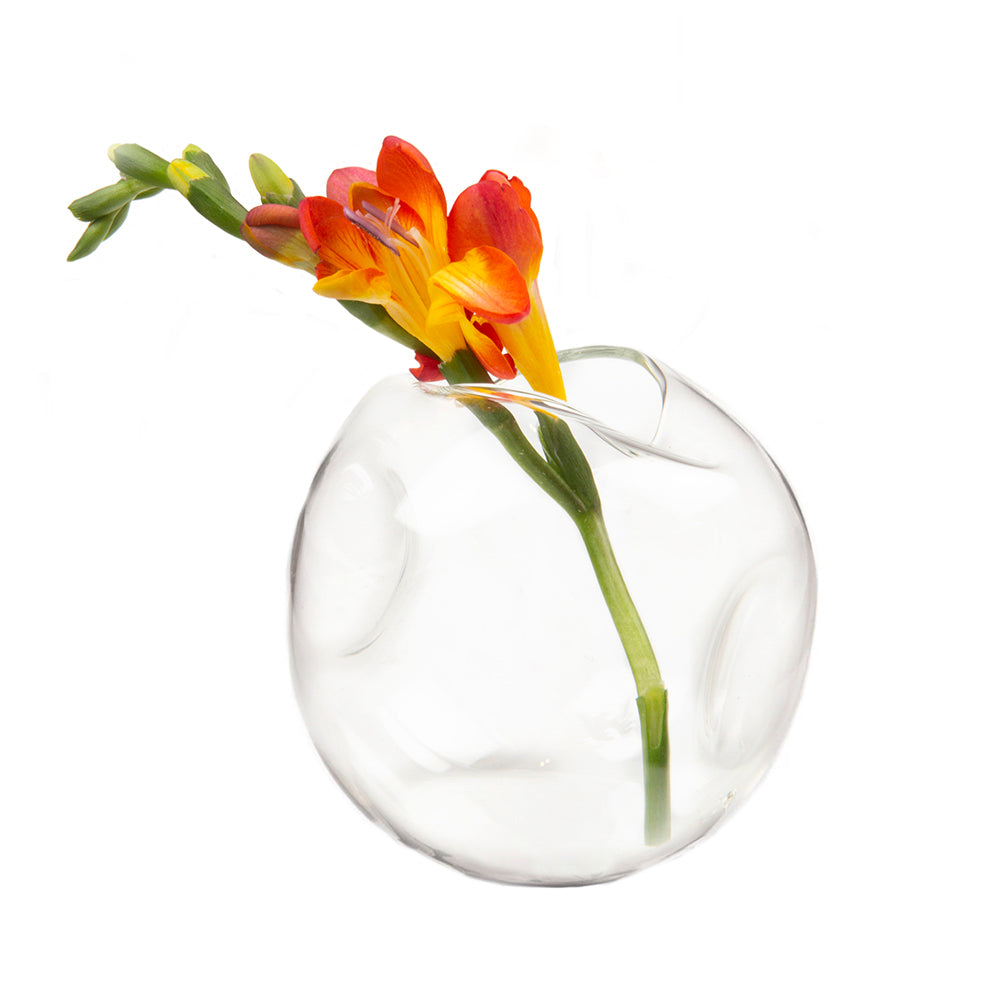 Unique Small Clear Dent Flower Vase