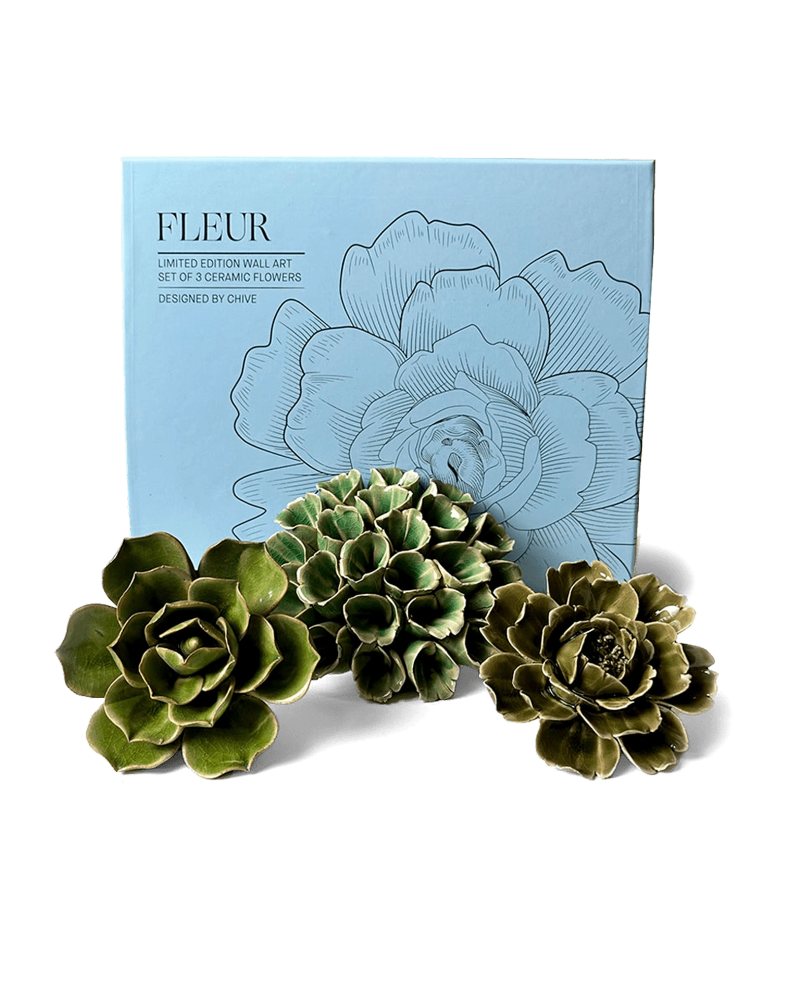 Fleur - Ceramic Flower Wall Art Box Set - handmade by Chive Studio Toronto
