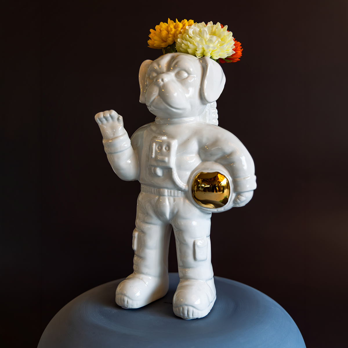 Laika space dog ceramic vase in high gloss white — Chive Studio Toronto