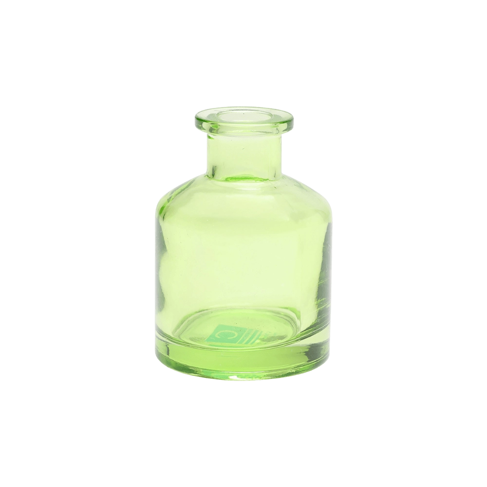 Chive Loft apothecary glass bud vase in green, shown straight-on with a smooth glossy finish.