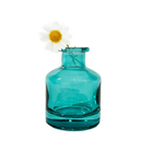 Chive Loft apothecary glass bud vase in teal styled with a single white daisy bloom.