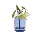 Chive Loft glass bud vase in medium blue styled with a drooping white hellebore stem.