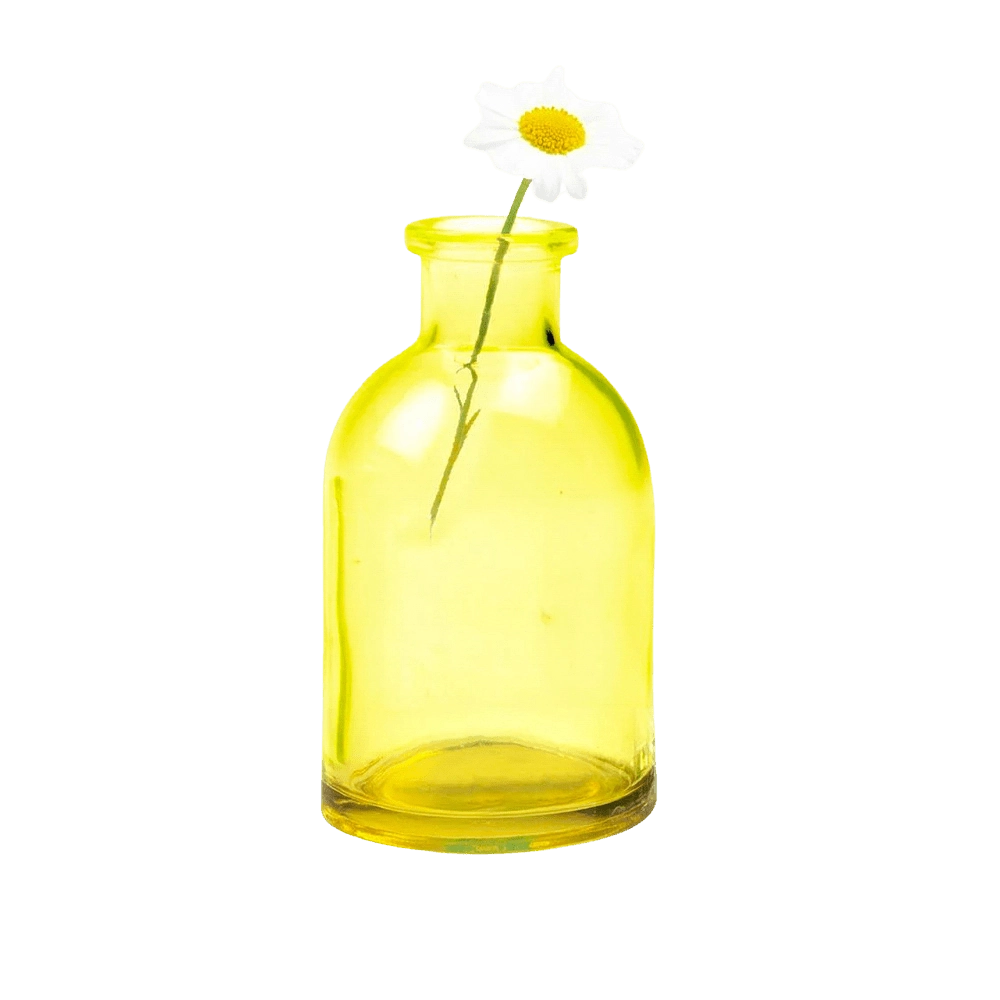 Chive Loft glass bud vase in yellow styled with a single white daisy bloom.