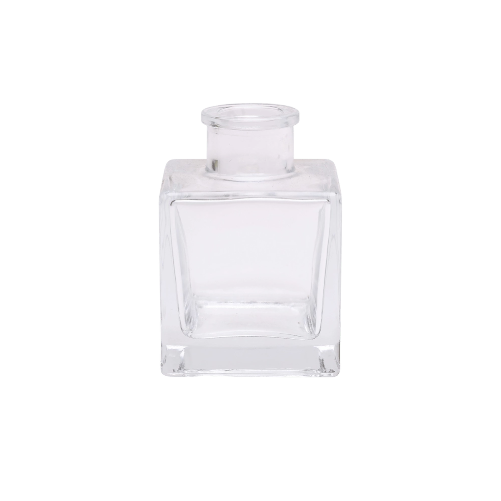 Chive Loft cube glass bud vase in clear glass, straight-on view highlighting the sharp square edges.
