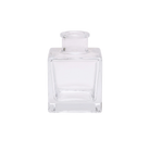 Chive Loft cube glass bud vase in clear glass, straight-on view highlighting the sharp square edges.