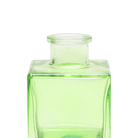 Chive Loft cube glass bud vase in green, close-up on the raised collar neck.