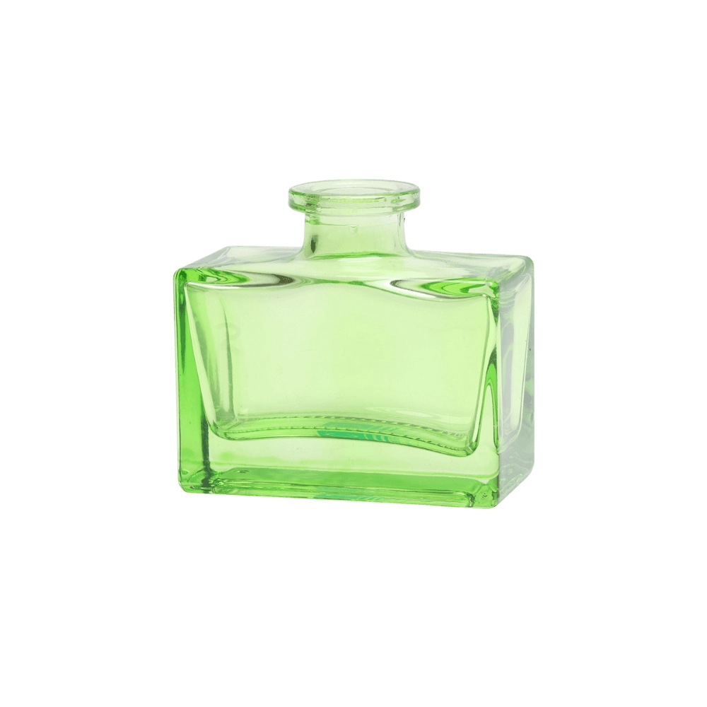 Chive Loft square glass bud vase in green with a clean rectangular silhouette and narrow neck.