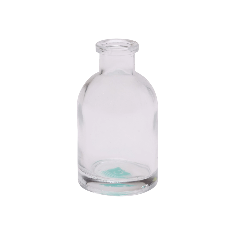 Chive Loft tall glass bud vase in clear glass with a slender neck and rounded shoulder.