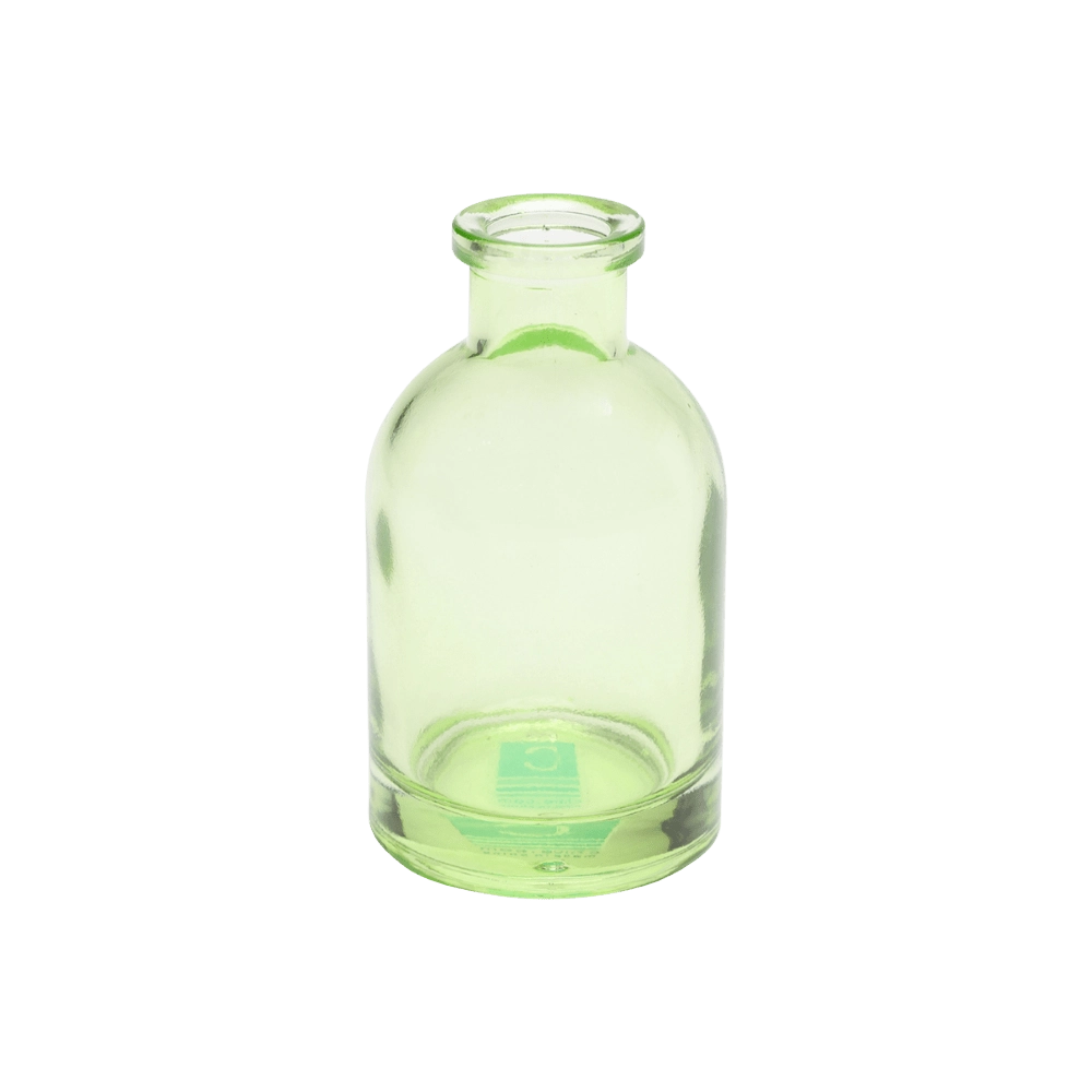 Chive Loft tall glass bud vase in green, shown straight-on with a smooth glossy finish.