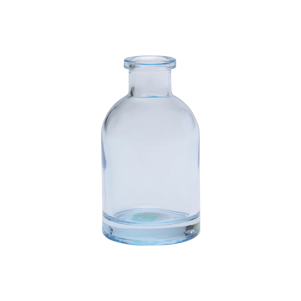 Chive Loft tall glass bud vase in light blue, shown straight-on with a smooth glossy finish.