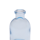 Chive Loft tall glass bud vase in light blue, close-up on the narrow neck and rim.