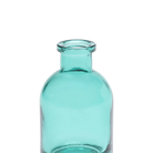 Chive Loft tall glass bud vase in teal, close-up on the narrow neck and rim.