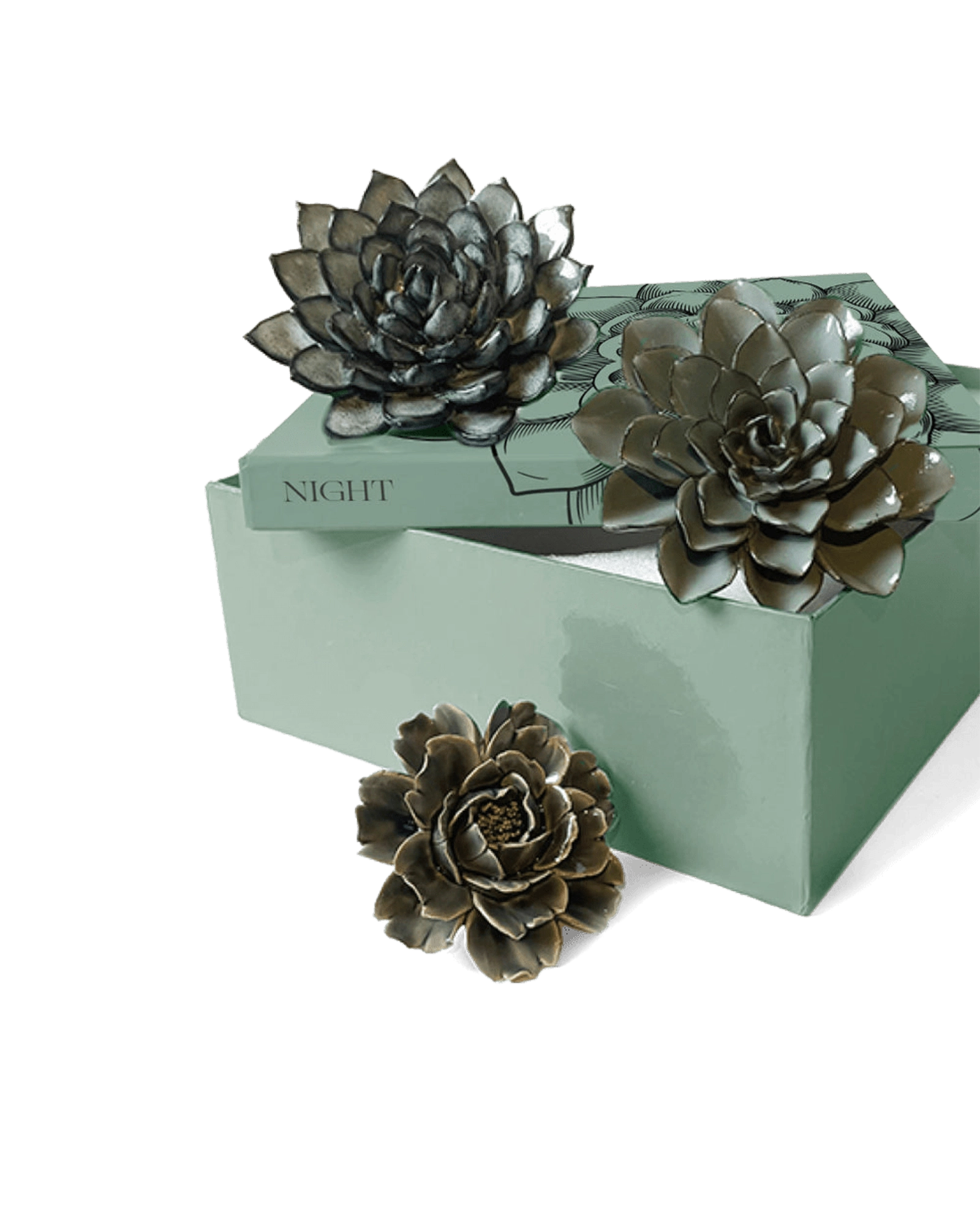 Night - Ceramic Flower Wall Art Box Set - handmade by Chive Studio Toronto