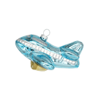 Chive glass airplane ornament shown in profile with a glittered silver window stripe.