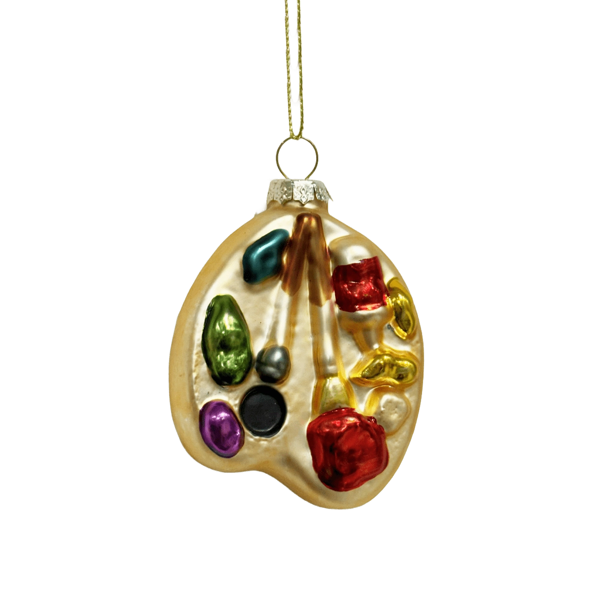 Chive glass artist palette ornament dimensions showing small tabletop-friendly scale.