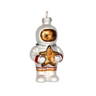 Chive glass astronaut ornament in white holding a gold glitter star.