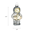 Chive glass astronaut ornament with a dimension diagram showing its standing figure size.