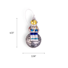 Chive glass astronaut ornament in silver perched atop a glittered moon.